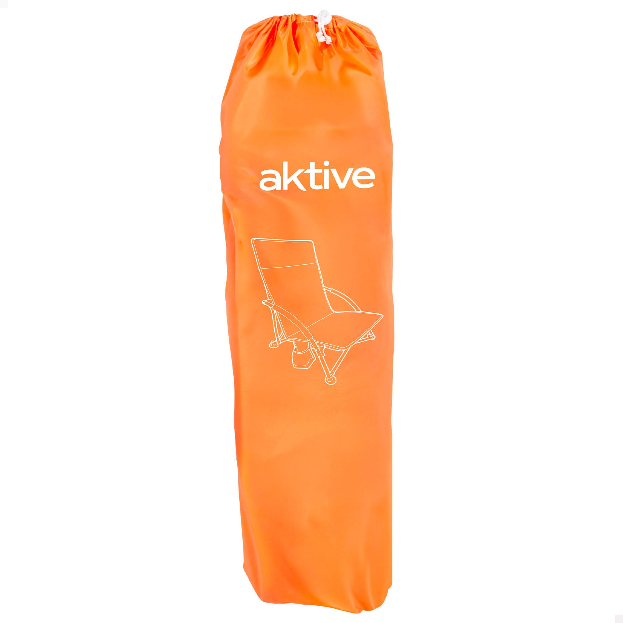 AKTIVE Silla de Playa Plegable Naranja con Bolsillo Lateral, Estructura de Acero, Ligera y fácil de Transportar, para Playa y Camping (62504)