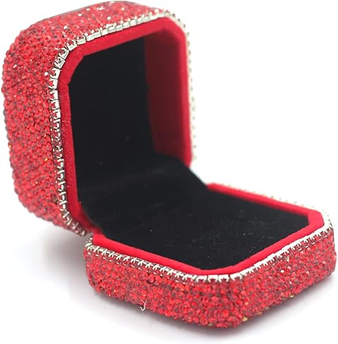 Miniatura 9 de Bestbling Caja de anillos de cristal de lujo para aretes caja de almacenamiento de joyería caja de regalo para anillo de propuesta ceremonia boda