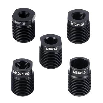 5Pcs Gear Shift Knob Adapter Kit, Aluminum Alloy Shifter Thread Adapter Replacement Kits Universal Fit for Car Truck SUV M8/M10/M12/M14, Quick Installation Nut Inserts Manual Transmission