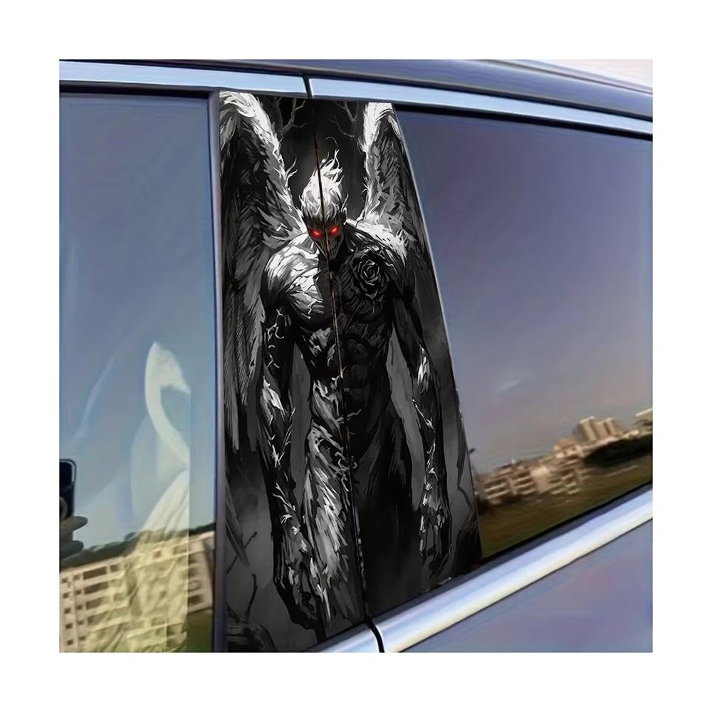 Dabhuoc One Color Car Parts 2Pcs Car B-Pillar Sticker Fallen Angel Glossy Protective Polyethylene Film