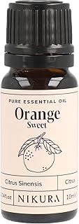 Nikura Pure Sweet Orange Essential Oil | Orange Oil for Diffusers for Home, Burner, Clean, Anxiety Relief, Mood Lifting | Great for Cleaning Spray, Skin, Soap, Candle Making | 10ml | Vegan & UK Made