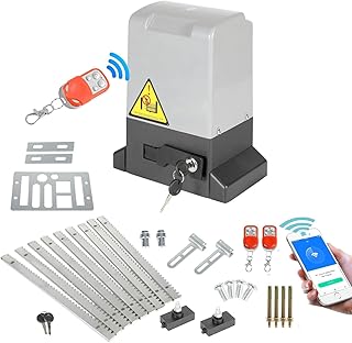 Schiebetürantrieb 370W Automatischer Türöffner Maximale Belastung 800KG mit 2 Fernbedienungen, 8 Zahnstangen und 12 Meter Schiebetür, WiFi Bluetooth APP Modell.