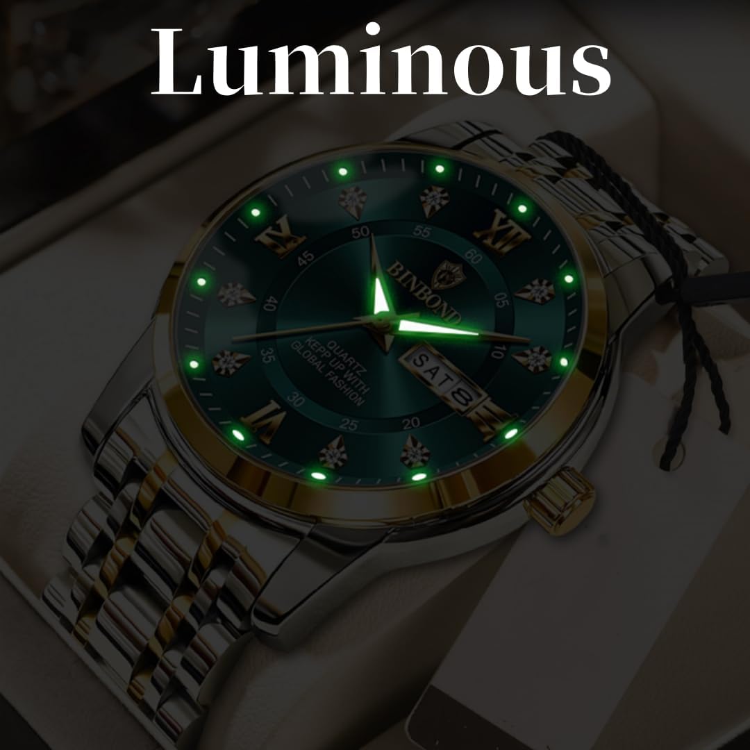 Luxury Watch for Man Elegant Date Week Waterproof Luminous Men Watch Quartz Stainless Steel Sports Men's Watches