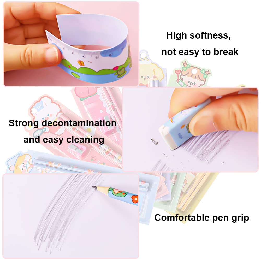 MANXIYECHEN 6 Set Student Stationery Set Executive College Pencils with Eraser and Pencil Sharpener for Kids - Image 3