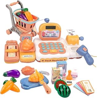 ORFOFE Conjunto De 1 Conjunto De Brilho Labial Kidcraft Playset Crianças Terno Caixa Registradora Playset Bebê Acessórios Para Bebê Balcão De Check-Out Brinquedo Caixa Laranja Bebê Prato