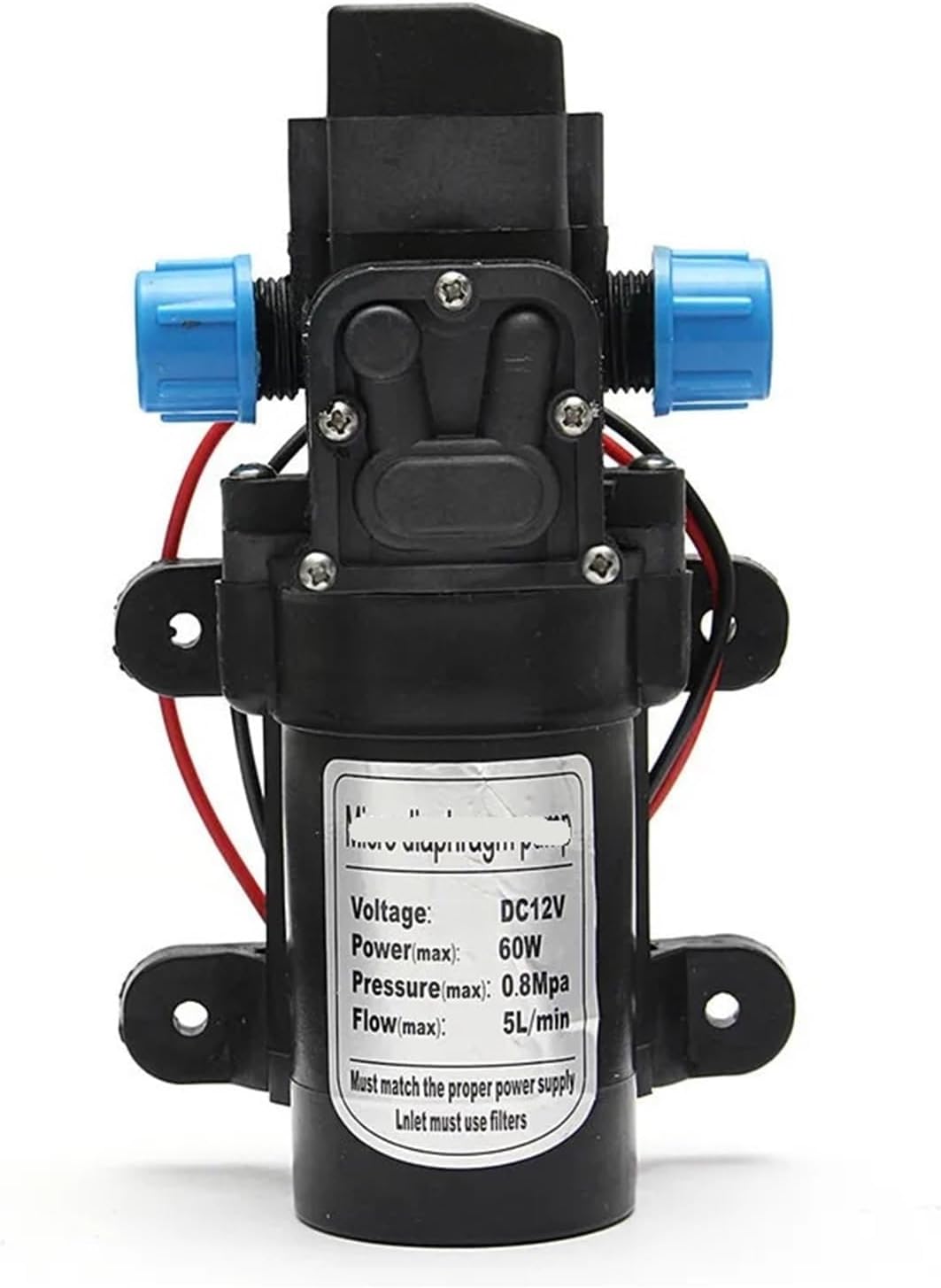 Agricultural Electric Water Pump, High Pressure Diaphragm Sprayer, Car Wash, Black, Mini, DC 12 V, 120PSI, 5L/MIN