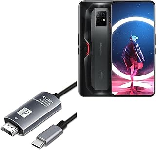BoxWave Cable Compatible with ZTE Nubia Red Magic 7 Pro - SmartDisplay Cable - USB Type-C to HDMI (6 ft), USB C/HDMI Cable - Jet Black