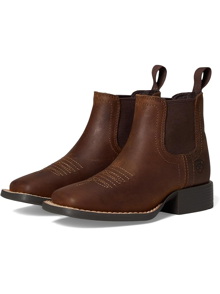 Brown Ariat Booker Chelsea Wide Square Toe Western Boots (Toddler/Little Kid/Big Kid)