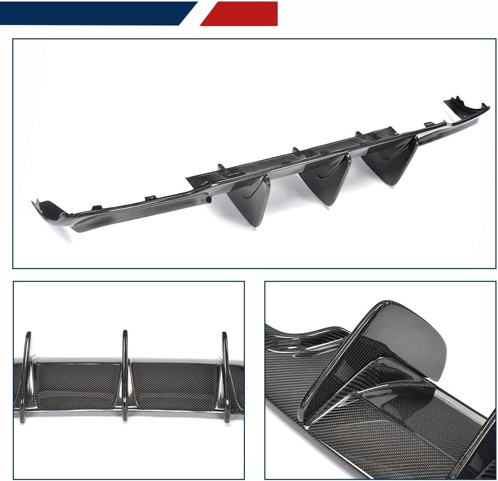 Carbon Fiber W204 Rear Diffuser Compatible with 2012-2014 Mercedes Benz C250 C300 C63 AMG Big Shark Fin Bumper Cover Lower Lip Spoiler Valance Protector Factory Outlet
