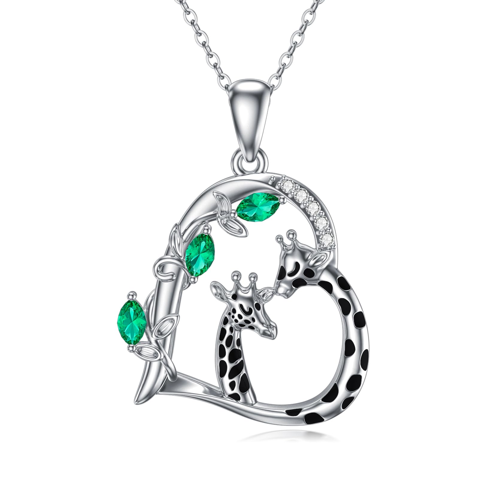 YFN Collana in Argento Sterling con Giraffa a Forma di Cuore, Regalo per Donne, Adolescenti, Ragazze, Amanti della Giraffa, Compleanno, 23*20mm, Argento