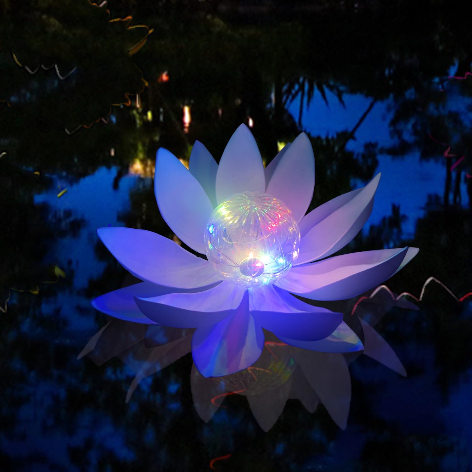 IJMIO 5Pack Solar Lotus Pond Floating Lights, 11” Foldable