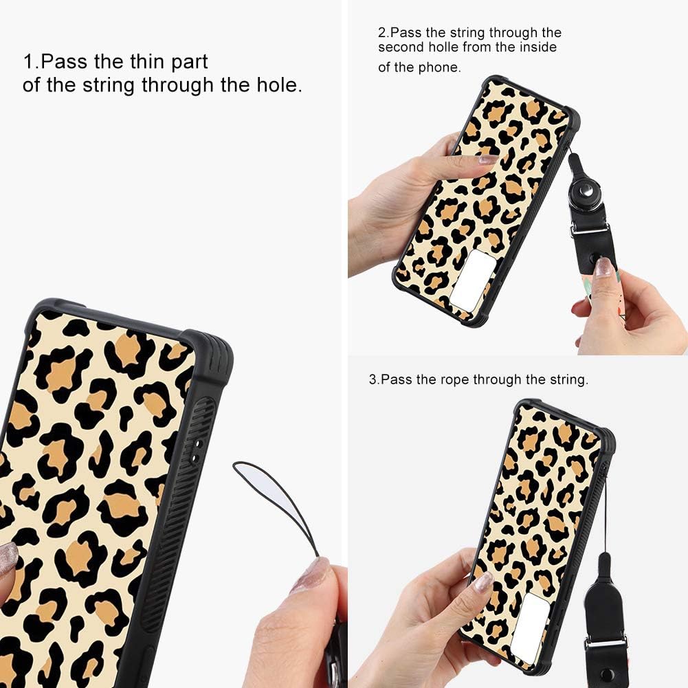 OOK Designed for Samsung Galaxy S20 FE 5G Case Leopard Cheetah Print Design Hard PC Plus TPU Bumpers Protective Cell Phone Bumper Cover with Lanyard Strap for Women Girls 6.5 Inch