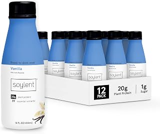 Soylent Vanilla Meal Replacement Shake: 20g Vegan Protein, 1g Sugar, Ready-to-Drink 14oz 12-Pack Plant-Based Nutrition