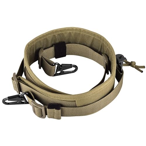 Two Points Tactical Gun Slings Quick Release Slings With Metal Hook Adjustable Rifle Sling With Shoulder Pad Traditional Sling For Shotgun (Khaki) #TOP2