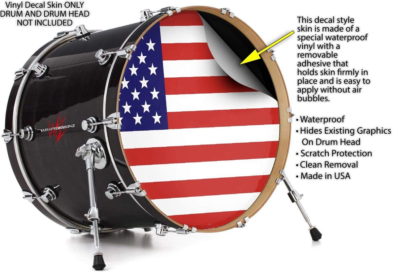 Vinyl Skin Decal Wrap for 22" Bass Kick Drum Head USA American Flag 01 - DRUM HEAD NOT INCLUDED