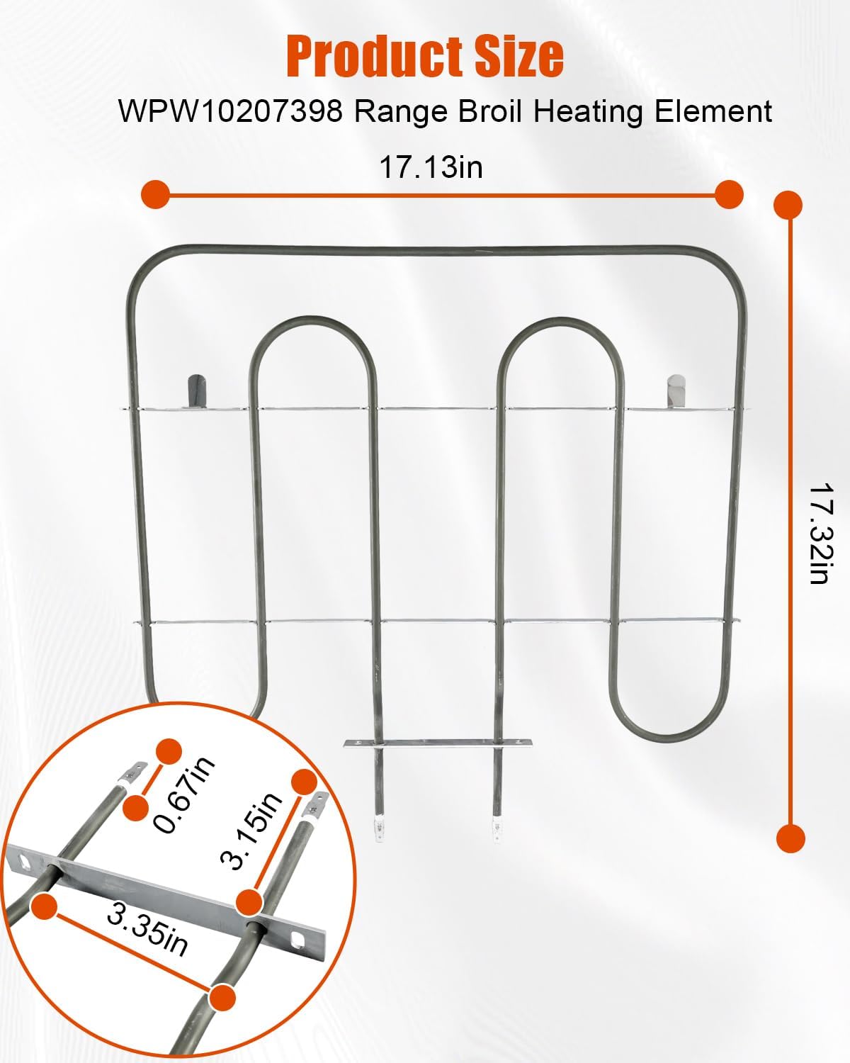 Upgraded WPW10207398 Bake Element Compatible with Whirlpool Range Ovens,W10207398 Oven Heating Element Replaces WPW10207398 9760768 KEBU208SSS00 GBD279PVB00 Range Elements