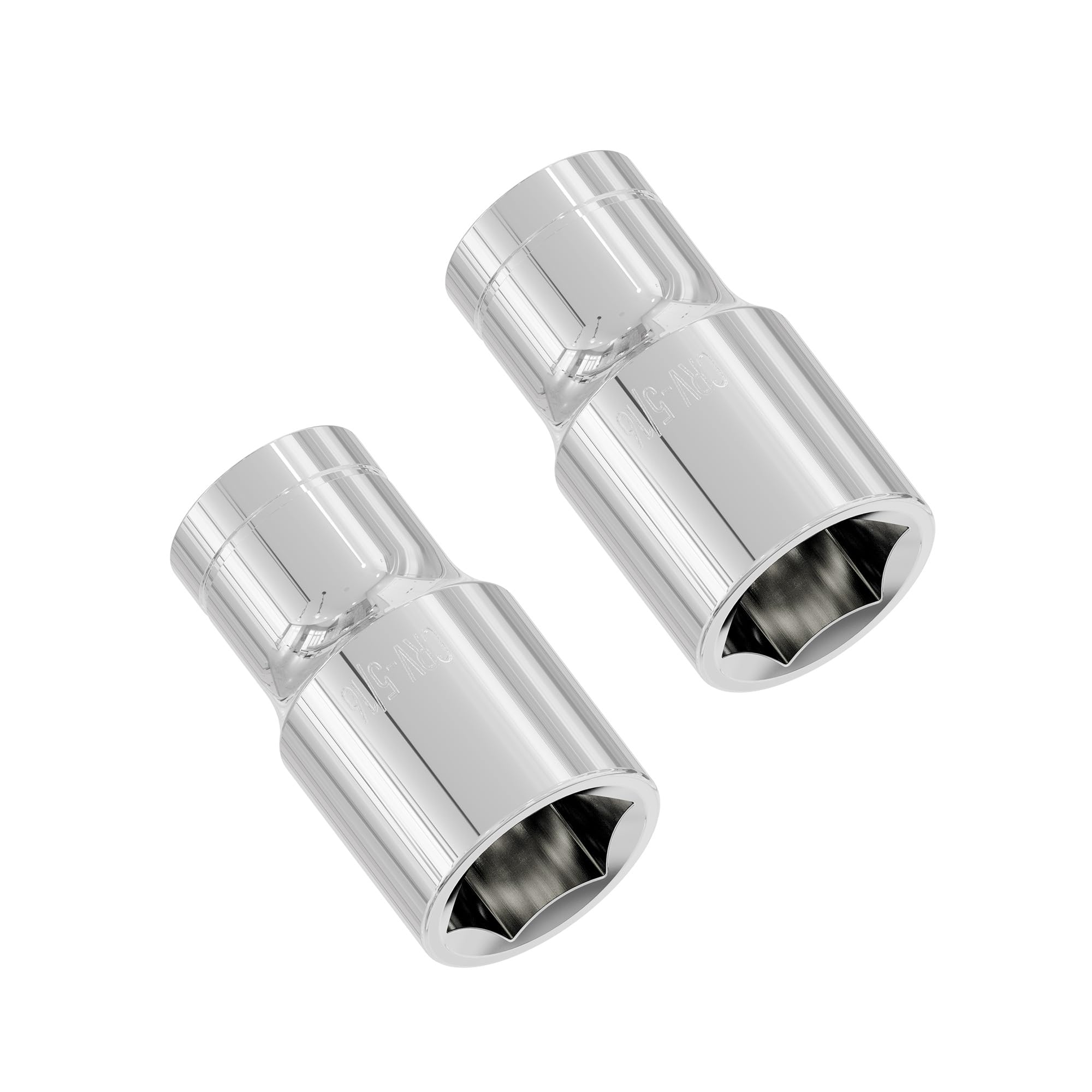 FOCMKEAS 2Pieces 5/16-Inch Shallow Socket, 1/4 Inch Drive, 6-Point, SAE, Heat Treated CR-V Steel Imperial Short Stubby Sockets, Full Polishing, 1 Inch