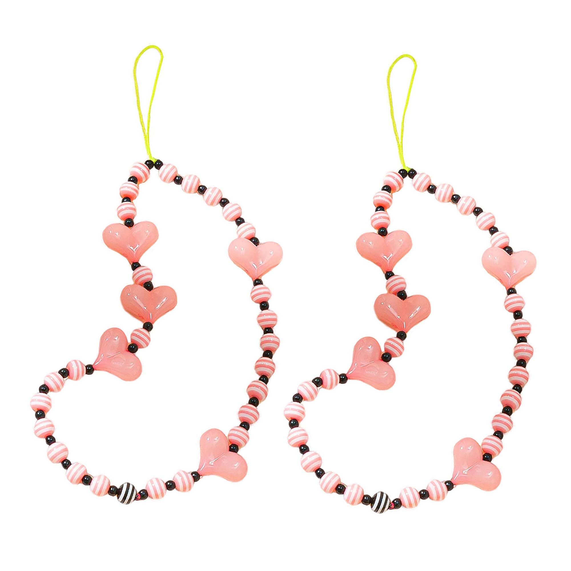 Staqlo 2PCS Handmade Heart Beads Phone Charm - Cute Colorful Phone Bracelet Lanyards and Wrist Straps zlax-11