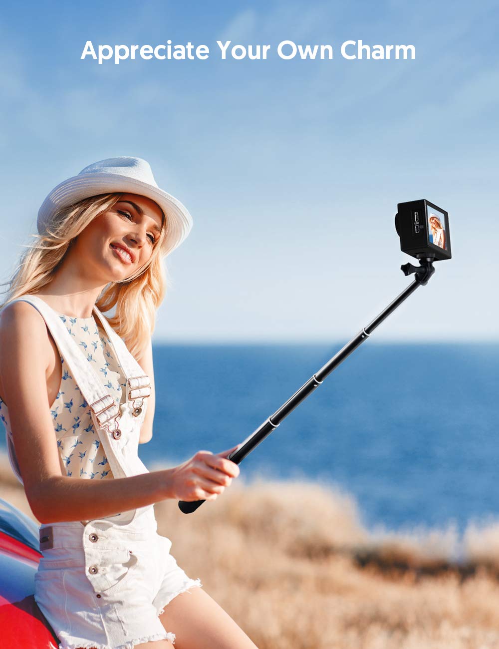 WOLFANG Perche à Selfie pour caméra d'action Compatible avec caméra d'action Gopro/DJI/Surfola/Apexcam