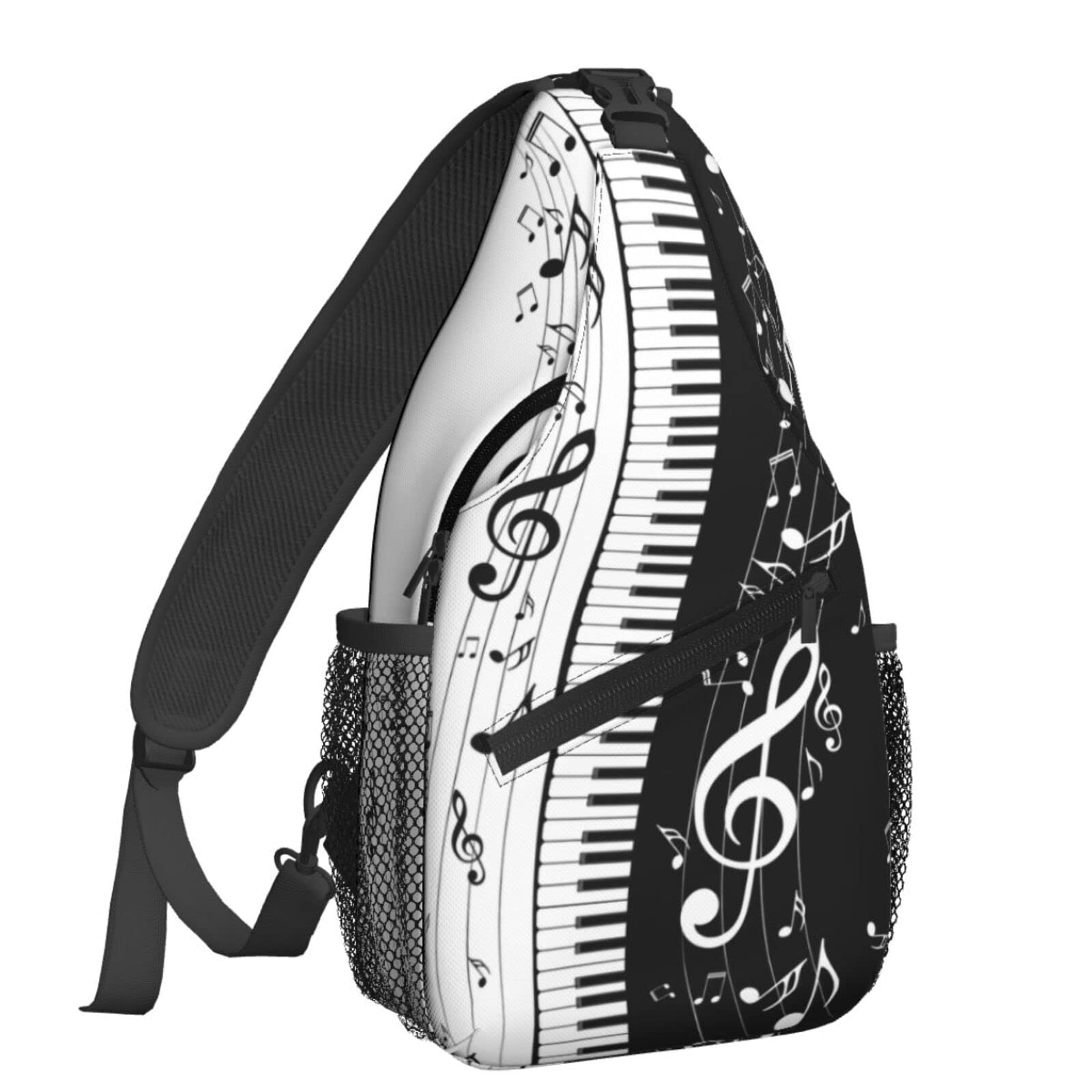 Famame Piano Keys Sling Backpack Chest Bag Crossbody Shoulder Bag Gym Cycling Travel Hiking Daypack For Men Women Multicolor 39