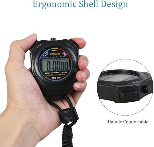 Miniatura 4 de Vicloon Cronómetro deportivo digital con silbato de acero inoxidable, pantalla LCD grande adecuada para fútbol, baloncesto, correr, natación,