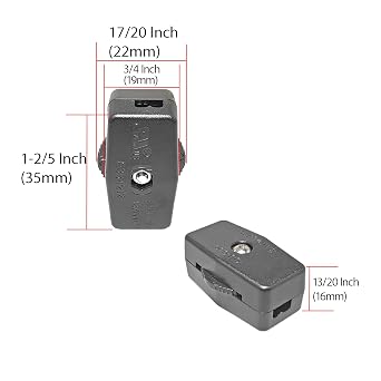 Inline Cord Switch, 6 Pack, 125V 3A Inline Switch, Thumbwheel Actuator Switches, Lamp Cord Light, Lamp Switches Replacement