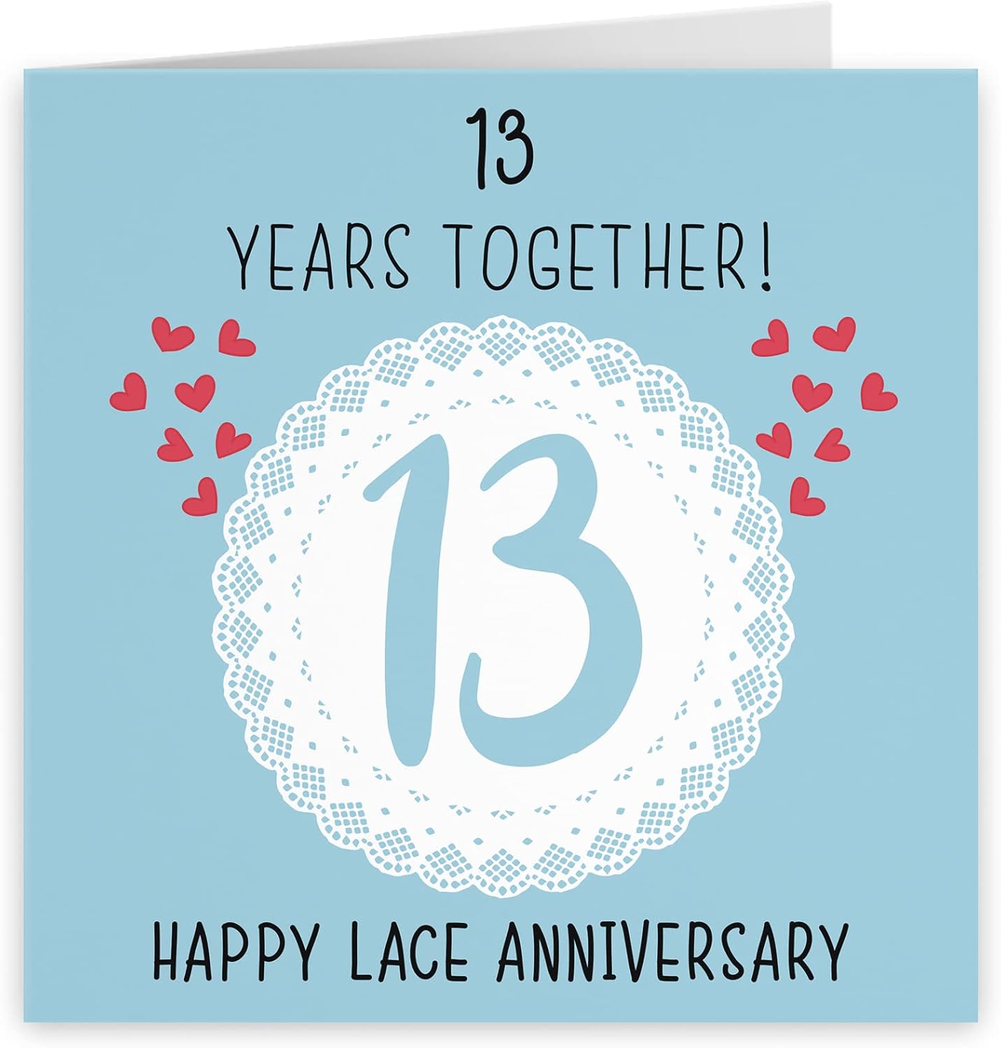 Hunts England, Large 13th Wedding Anniversary Card, Large Size, Lace Anniversary, Iconic Collection, Large, 210 x 210 mm - Image 3