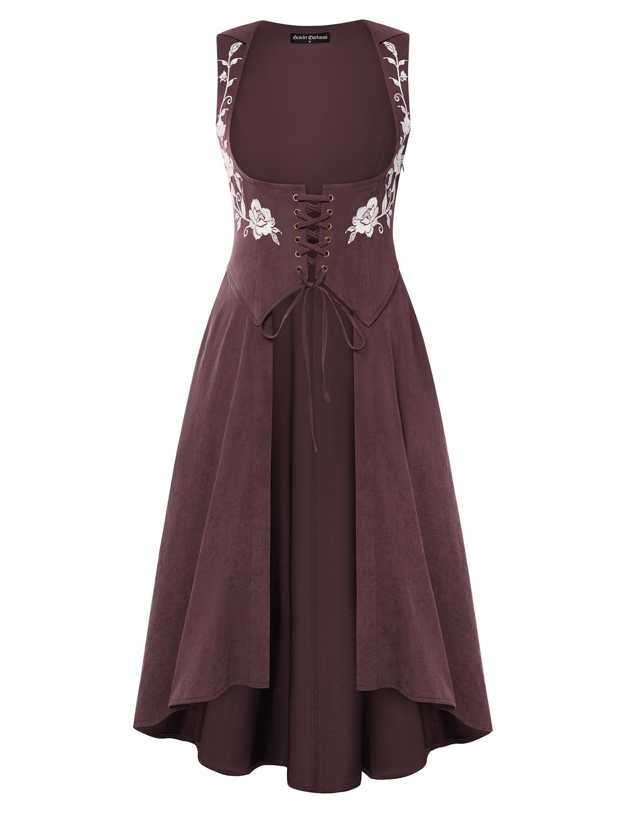 Scarlet Darkness Renaissance Hood Dress for Women Medieval Costume Underbust Pirate Dresses with Pockets, Gray Purple, Small
