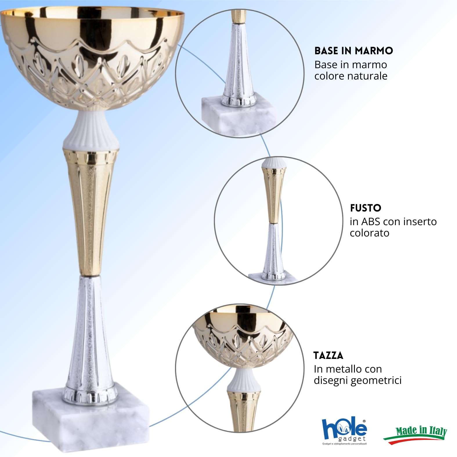 Coppa Trofeo Personalizzabile 35, 33, 30, 27 cm Singolo o Set Tutti Gli Sport, Calcio, Calcettto, Tennis, Basket, Padel, Fantacalcio, Premiazioni cod 13.041