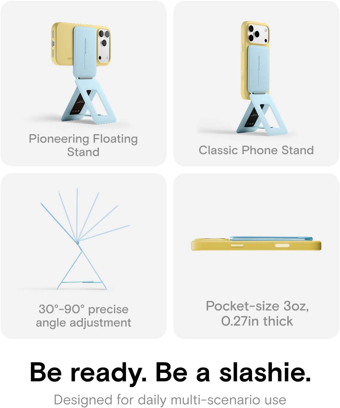 MOFT Phone Tripod Stand Selfie Stick for iPhone, Multi-Angles iPhone Stand, Lightweight & Portable Phone Holder, Strong Magnets, MOVAS Vegan Leather, Travel Essentials,Soothing Mist(Without Card Slot)