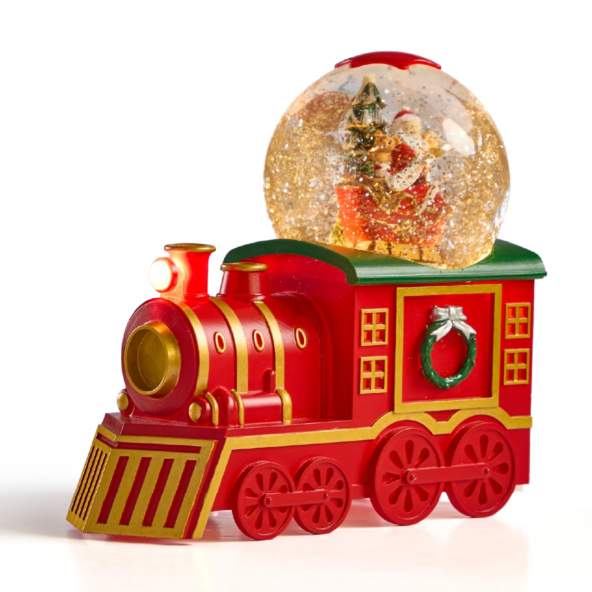 The Christmas Workshop Warm White Led Santa On Train Light-Up Snow Globe
