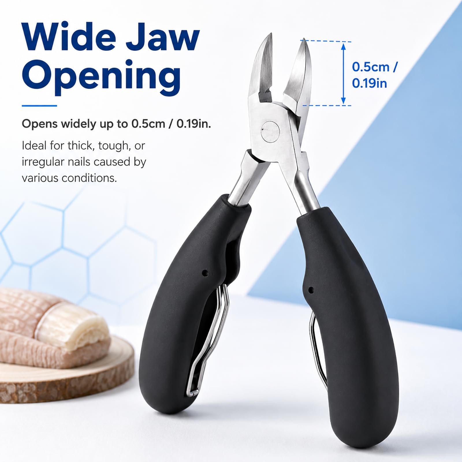 Präzisions-Nagelknipser aus Edelstahl, für dicke und eingewachsene Zehen, Podologischer Trimmer mit ergonomischem Griff, weicher Griff, anti-mykotisch, professionell für empfindliche Füße