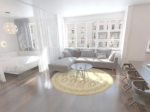 Miniatura 2 de Unique Loom Edinburgh Collection - Alfombra (8 pies, redonda, verde clarocrema)