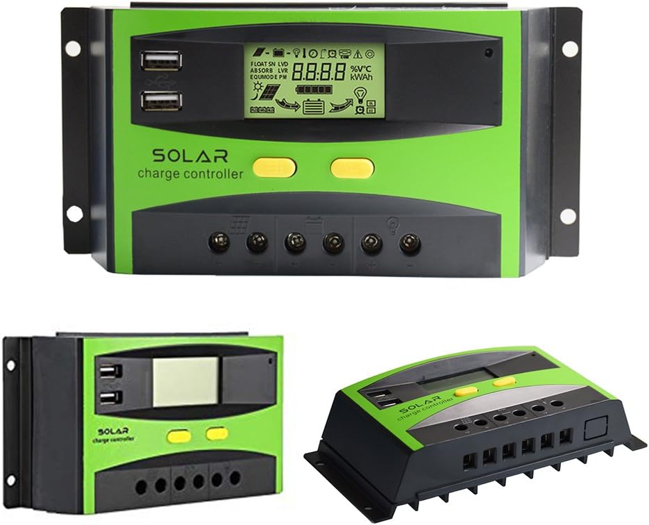 30A Solar Charge Controller 12V/24V Photovoltaic Intelligence Led Street Light Controller Regulator with Dual USB Port PWM LCD Display