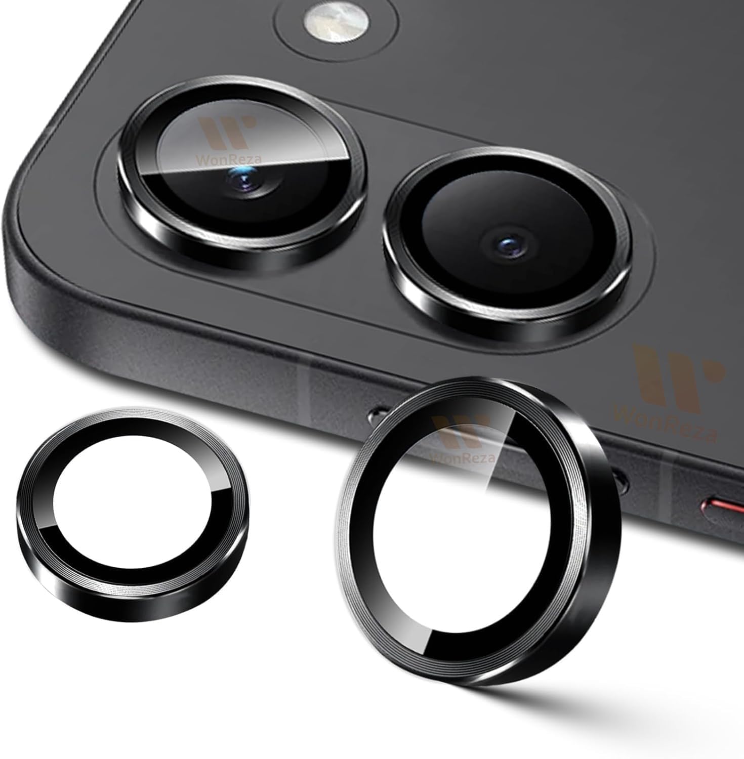 Pack 2 - Camera lens Protector Ring for Redmi Turbo 5 5G Camera Tempered Glass Aluminum Alloy Rings, Ultra-HD Metal Frame- Black-picture-18