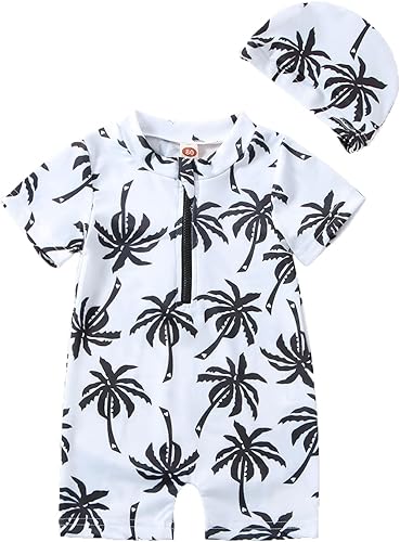 Traje de baño de una pieza para bebé recién nacido, con cremallera, de manga corta, con cremallera, protección solar