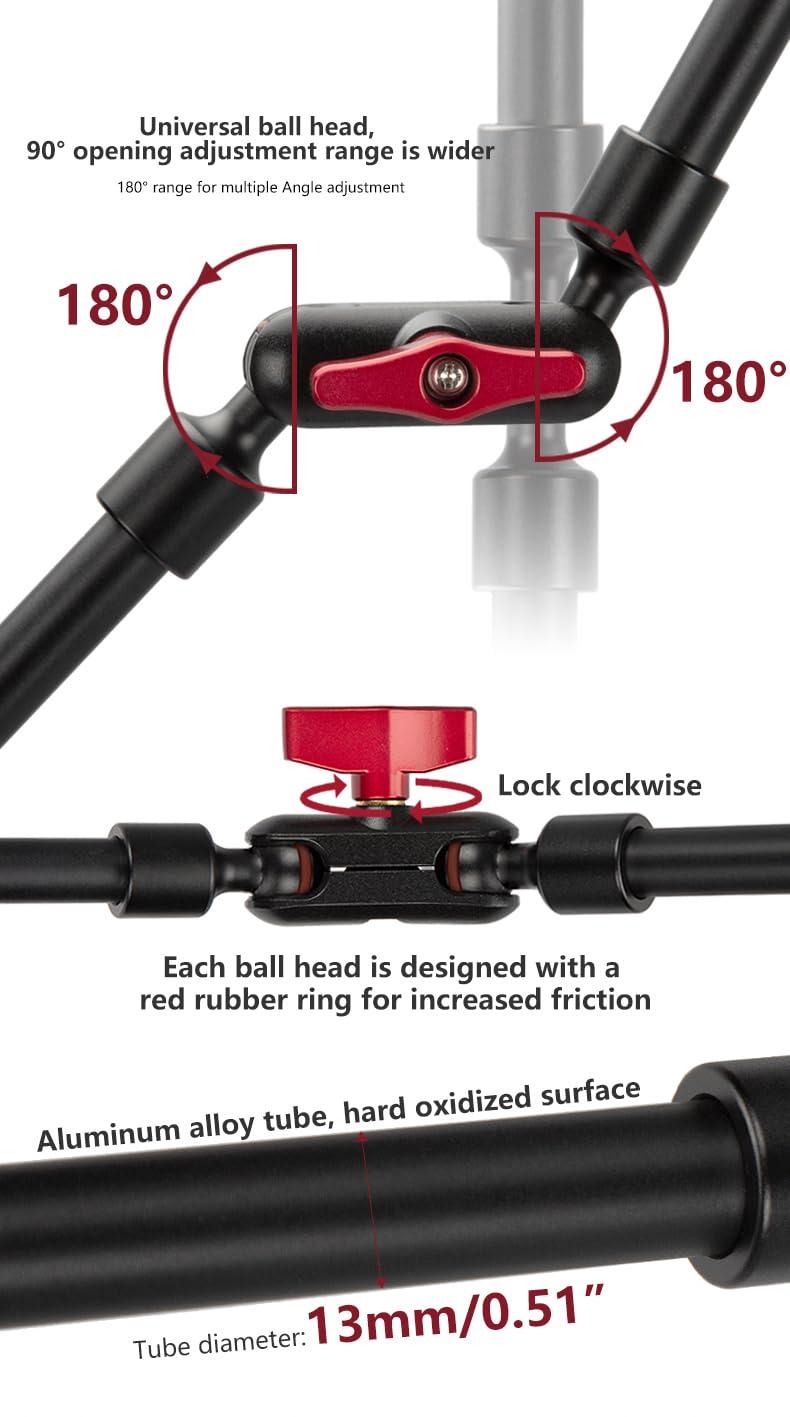 REFLEX CAMERA Metal Articulating 32" Magic Arm with Super Clamp Overhead Camera Mount, 1kg Load Capacity, Boom Arm with 1/4" - Image 4