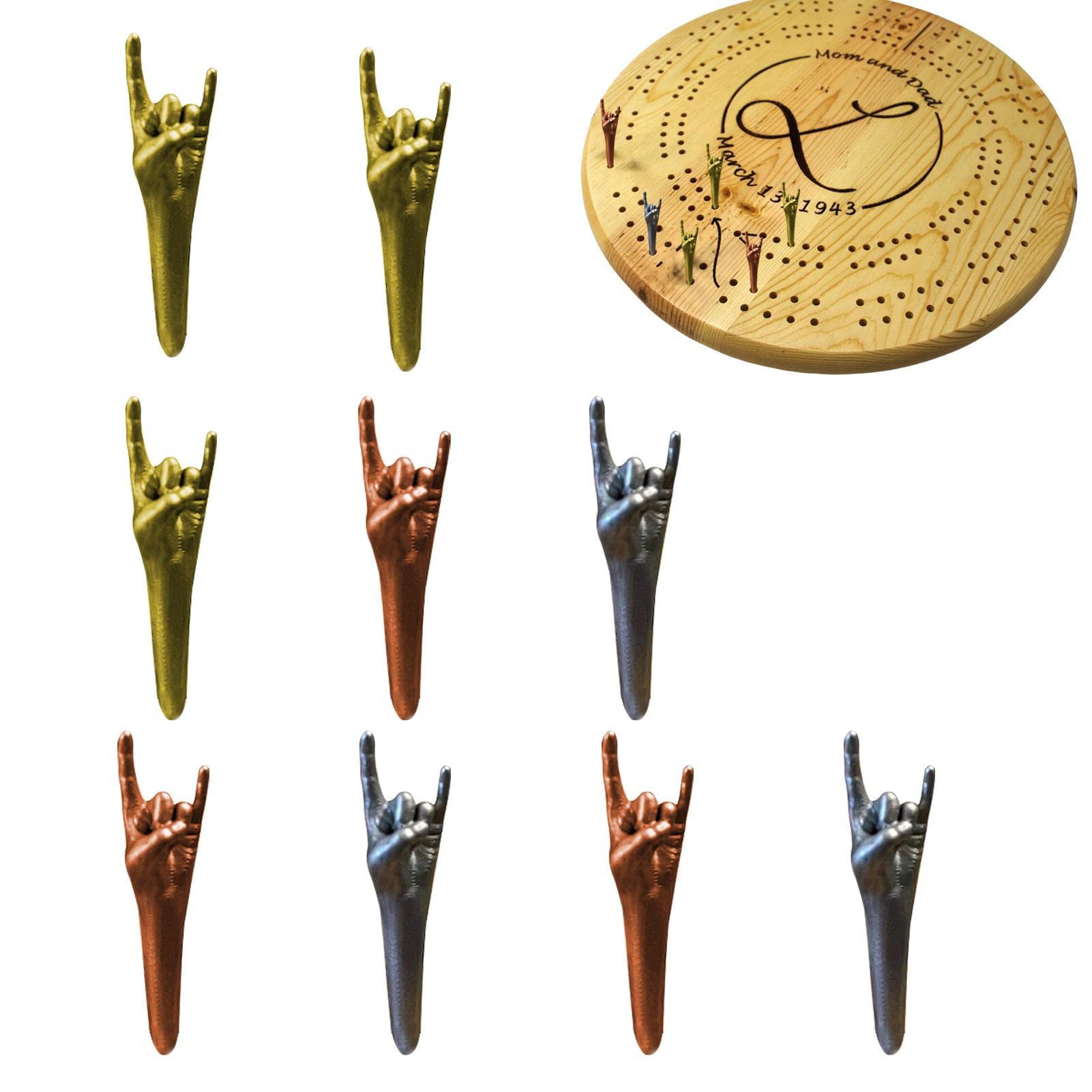 Fukamou Rock (Set Of 9) Funny Cribbage Pegs | Finger Shape 3 Colors Cribbage Board Pegs | Fashionable Cribbage Pegs For Multiplayer, Cute Cribbage Pegs For Traditional Board Game