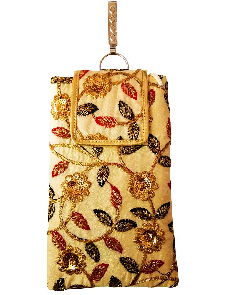 DMS RETAIL Multicolored Golden Ethnic Embroidered Mobile Pouch For Women With Waist Clip And Belt (B07PNX849H) Amazon Price History, Amazon Price Tracker