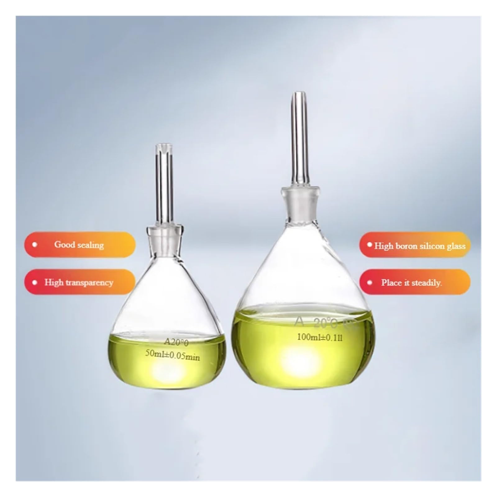 Picnómetro de vidrio con picnómetro de temperatura Picnómetro sólido(25ml)