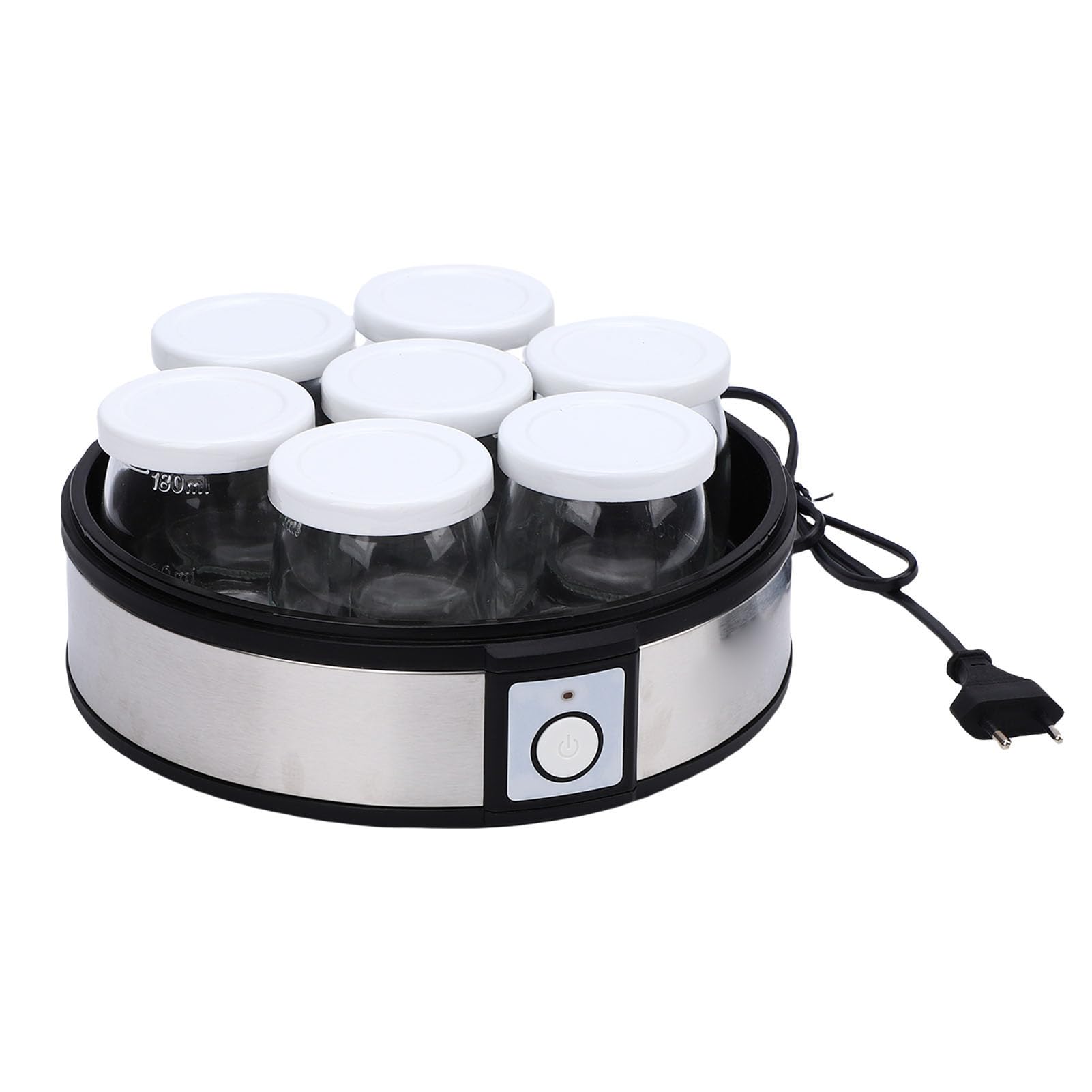 Yogurtera Eléctrica Multifuncional Compacta de Acero Inoxidable para Pudines de Yogur Caseros y Helados 20W