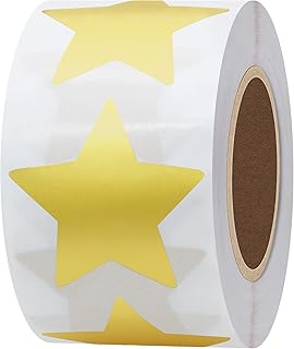 Hybsk 1.5 Inch Gold Metallic Foil Star Shape Paper Stickers Packaging Seals Crafts Wedding Favor Tag Labels 500 Total Per Roll (Gold)