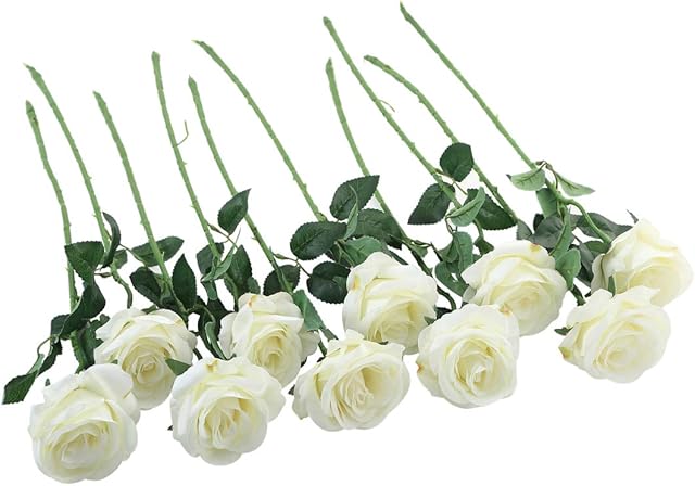JaosWish 12PCS rose artificial flowers silk real touch fake Roses Bouquet DIY for Wedding Arrangements Party Home Decorations