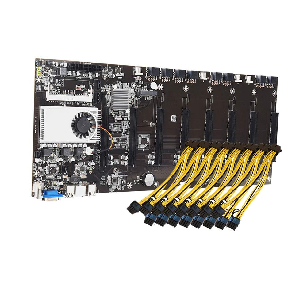 Mining Motherboard 8 GPU Bitcoin Crypto Etherum Mining Set Kit Combo with 1600MHz,Power Cable