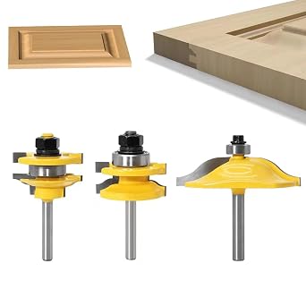 Router Bit Set of 3 1/4" Shank Raised Panel Cabinet Door Router Bit Ogee Rail Tile Router Bit Set for Woodworking