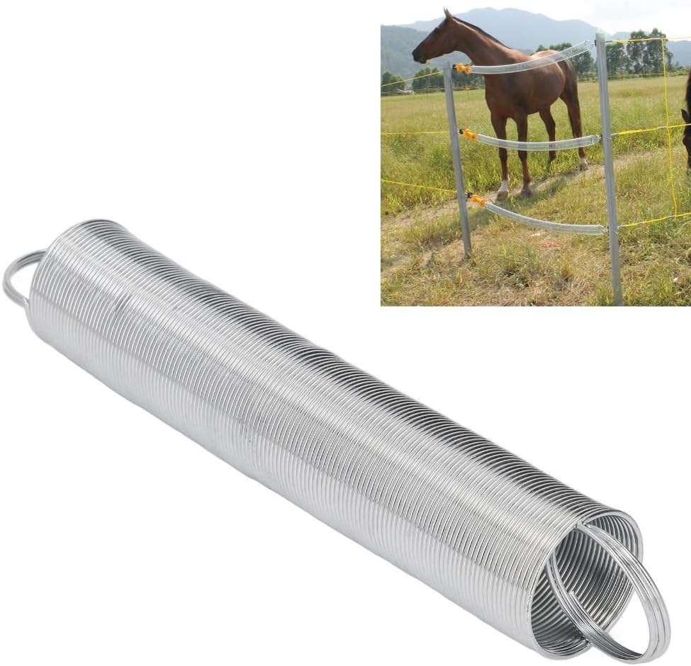2-Piece Stainless Steel Fence Spring Gate, Expandable 16 ft Farm Pasture Gate Spring for Livestock Boundary