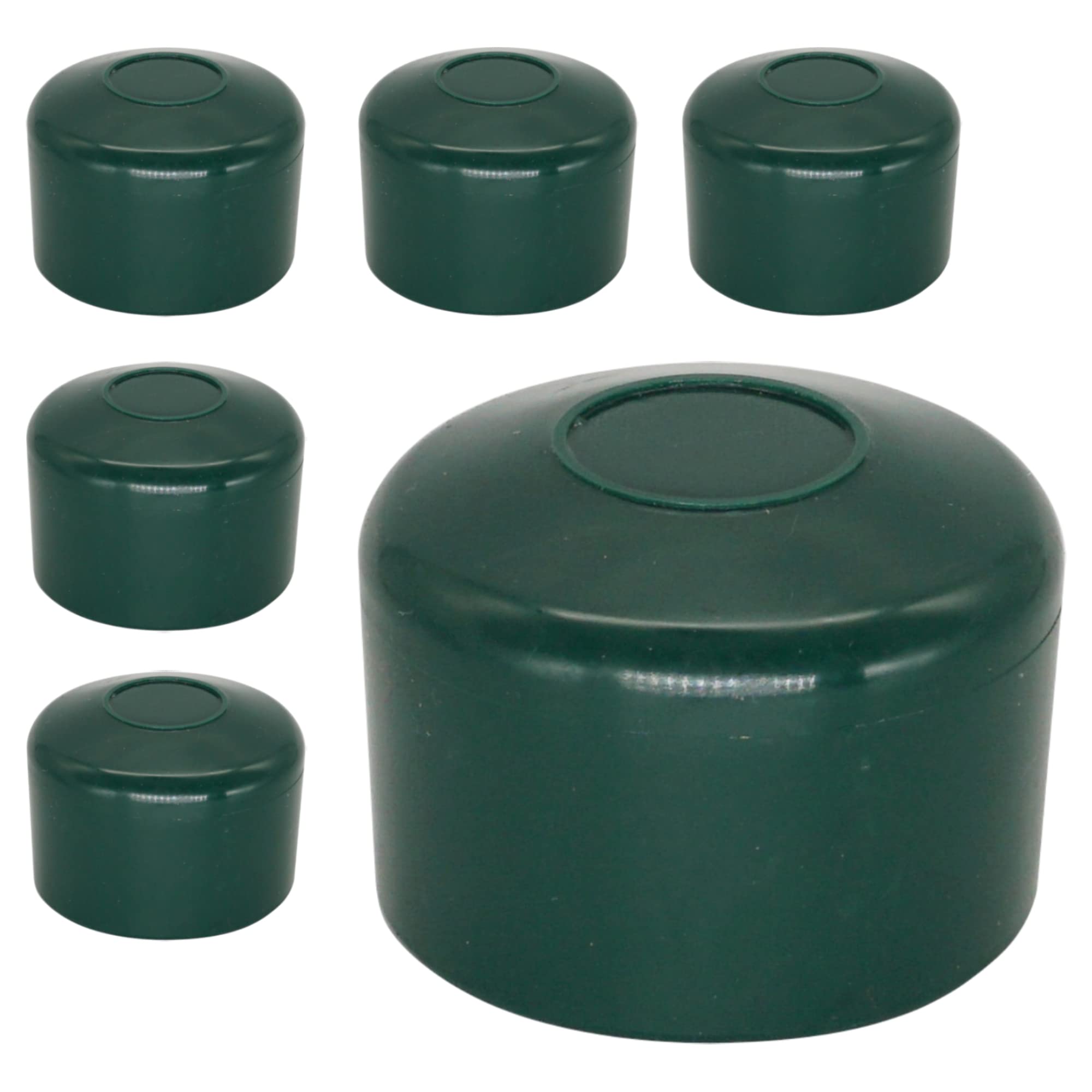 SKIR'CO (6 pcs) Fence Post Caps, Round 45 mm Green Plastic Caps for Round Fence Posts Fence Post Covers, Moss Green RAL 6005