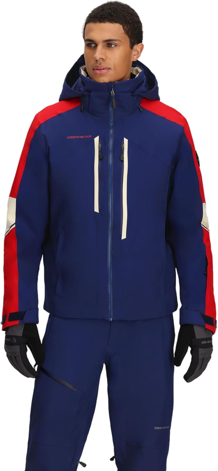 Obermeyer Mens Fall Line Ski Jacket, Waterproof Breathable 2-way Stretch and Primaloft Black Insulated