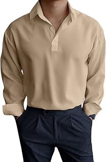 Mens Shirts Long Sleeve Smart Casual Designer Men's Regular Fit Classic Casual Shirt Mens Loose Fit Button Down Lapel Tees Casual Blouses Loose Fit Shirts Trendy Vacation Outfits Shirts