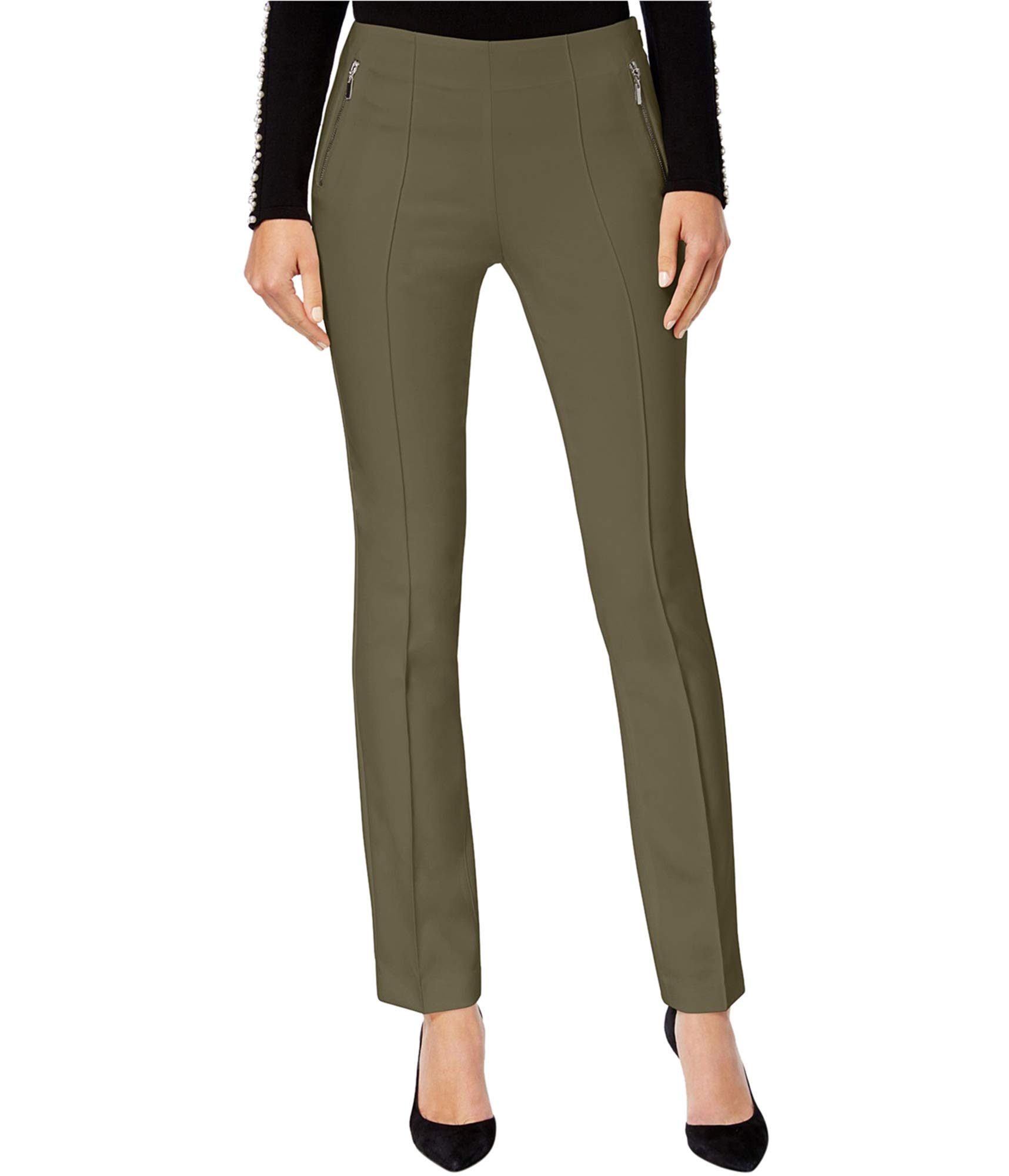 I-N-C Womens Curvy-Fit Casual Trouser Pants Green 18 Regular